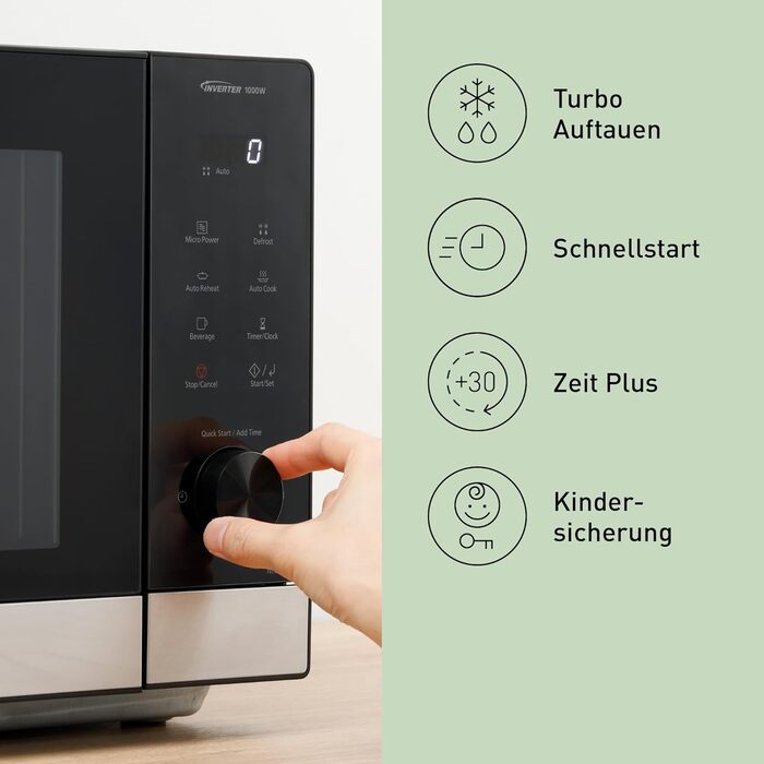 Мікрохвильова піч Panasonic NN-GD35HBGTG з грилем та функцією пару (23 л, чорний/нержавіюча сталь)