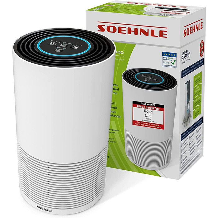 Повітряний очисник Soehnle AirFresh Clean 400 з 4-ступеневою системою очищення, Hepa та вугільним фільтром, UV-C світлом, для алергіків