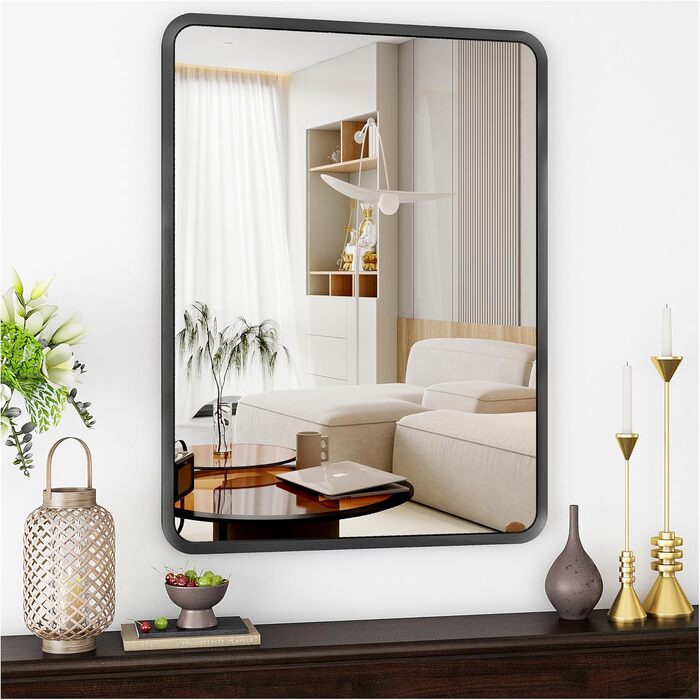 Дзеркало на стіну 60x90 см, чорне - для ванної кімнати, вітальні, спальні, прихожої