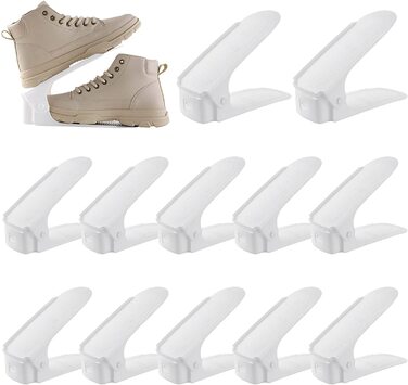 Набір для укладання взуття Arlopu 10 шт., двошарова полиця для взуття, стопка для взуття 6,5 см / 10 см / 15 см, нековзний органайзер для взуття з поліпропілену