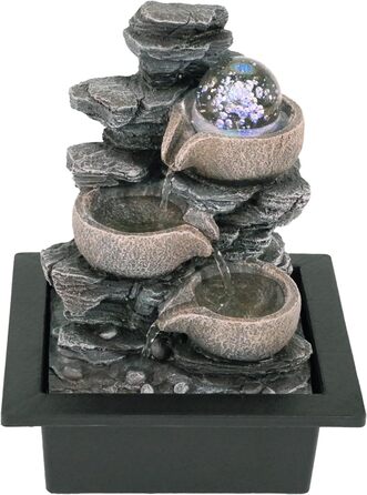 Критий фонтан LEMODO Скеля світлодіодне освітлення рухома скляна куля декоративний фонтан для дому та офісу