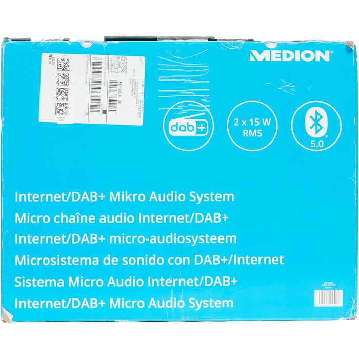 Мікроаудіосистема MEDION P85003 інтернет радіо, DAB, FM, Bluetooth, USB, AUX, 2x150 Вт, срібло