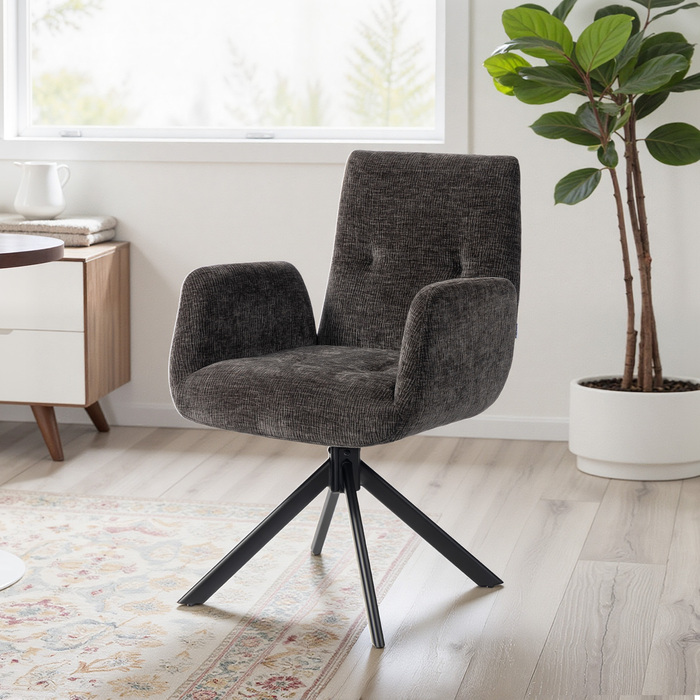 Крісло-шезлонг, акцентне крісло, сучасний дизайн, поворотне, до 120 кг, чорного кольору