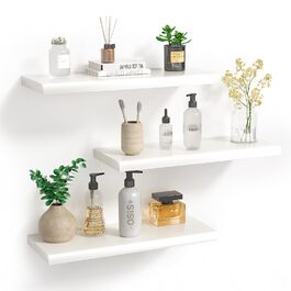 Набір білих настінних полиць-невимок (3 шт.) для ванної, спальні, вітальні та кухні — приховані полиці для декору та зберігання