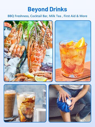 VINATO Льодогенератор портативний для дому та офісу, 12 кг/24 год, срібний. Швидке виробництво льоду (6-8 хв), з лопаткою та кошиком.