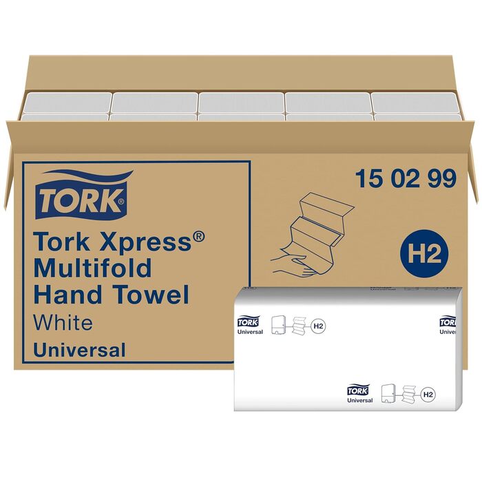 Диспенсер для паперових рушників Tork Xpress Multifold 460004, дизайн зображення - Диспенсер для рушників H2 у складеному вигляді для видалення одного аркуша, матова нержавіюча сталь ( багаторазові паперові рушники)