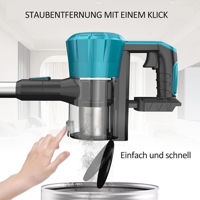 Акумуляторний пилосос, заміна для Makita 18V, 2 x 5.5AH акумулятори, 15000Pa, LED, 1.5L контейнер, для твердих поверхонь, килимів та шерсті тварин