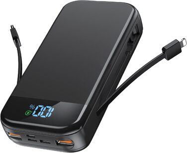 Швидка зарядка, LCD дисплей, 3 входи, 5 виходів, 27000mAh, USB C 22.5W QC3.0 PD20W