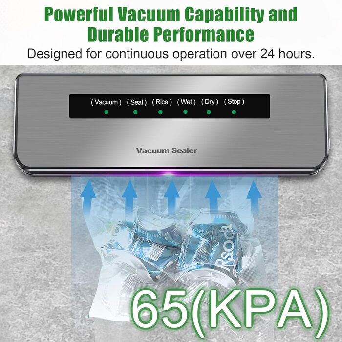 Вакууматор для продуктів 6 в 1, автоматичний вакуумний пакувальник для сухих та вологих продуктів з зовнішнім режимом вакуумування та набором з 20 пакетів