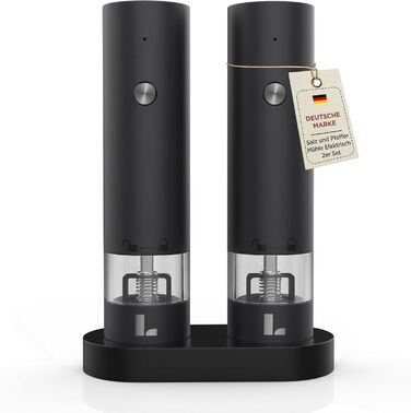 Електрична мельниця для перцю та солі LUNARIA [PREMIUM] – набір, перезаряджувана, регулювання помелу, високоякісний дизайн для кухні та столу