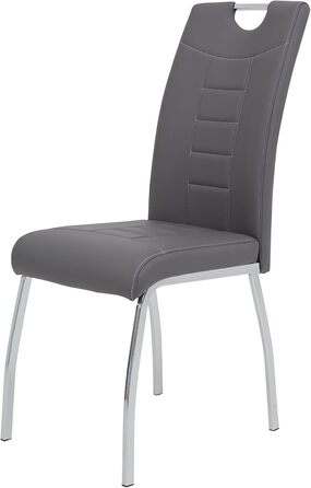 Стілець для їдальні Andrea, штучна шкіра, хромоване коліщатко, сірий (2 шт., 100x43x64 см)