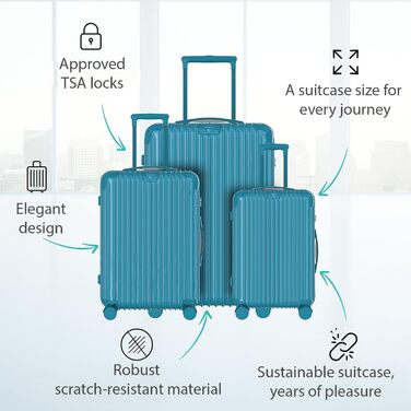 Набір валіз Voyagoux 2 шт. - 40L та 116L, жорсткий корпус, TSA-замок, ABS, 4 колеса 360°, міцний та легкий, рожеве золото та світло-блакитний