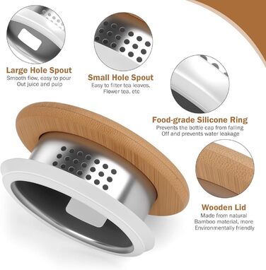 Скляна карафа Glaskaraffe 1,8 л з дерев'яним кришкою, 1800 мл. Ідеально для води, чаю, соків та молока. Зручний V-подібний носик для наливання.