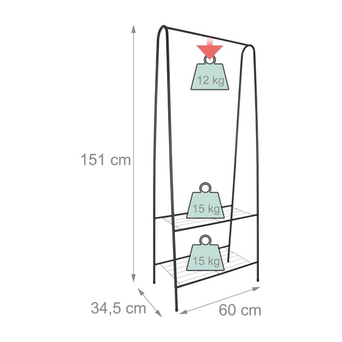 Тумба для одягу Relaxdays вузька з 2 полицями
