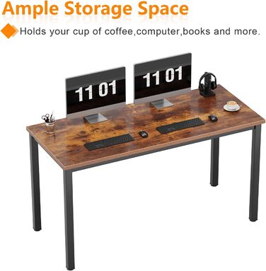 Комп'ютерний стіл SogesHome 120x60 см, дуб та чорний, для дому та офісу