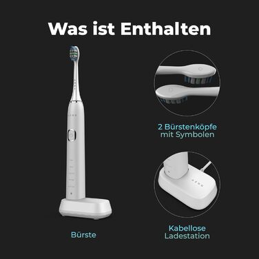 Електрична зубна щітка AENO DB6 Sonic – 5 режимів, 40 днів роботи, бездротове заряджання, преміум-щітинки, нагадування про заміну насадки, 46000 вібрацій/хв.