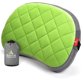 Похідна надувна подушка для кемпінгу зі знімним чохлом, Дорожня подушка надувна легка, ергономічна подушка для подорожей, надувна подушка для кемпінгу Подушка для активного відпочинку, надувна подушка-сіра (Зелена)