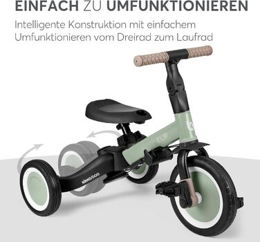 KikkaBoo FLIP Триколісний велосипед 5-в-1 для дітей від 1 року, Армійський зелений