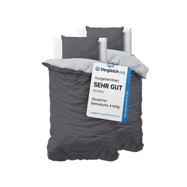 Комплект постільної білизни Sleeptime 200x200, 3-частини - 100% бавовна (200x200 см + 2x 80x80 см) - Oeko-TEX®, блискавка, легкий догляд, дихаючий, приємний до шкіри, антрацит-сірий