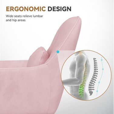 Крісло Aivermeil для дому та офісу, оксамитове, з підголівником, поворотне, регульоване по висоті, ергономічне, для робочого кабінету, спальні, до 120 кг (Рожеве)