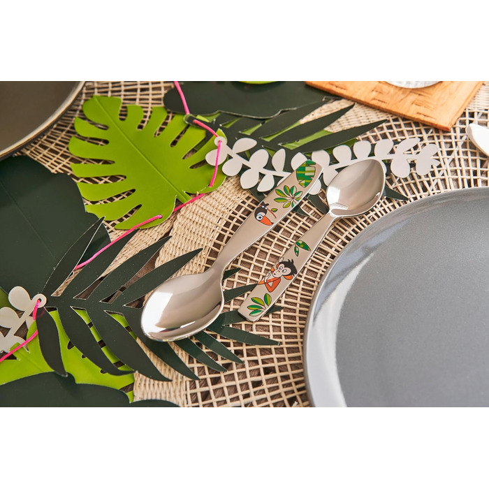 Дитячий набір столових приборів ZWILLING Dschungel, 4 шт., з зображеннями тварин, нержавіюча сталь 18/10, без пластику