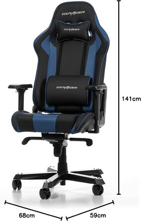 Ігрове крісло DXRacer King K99, шкірозамінник, Чорно-Синій, до 200 см