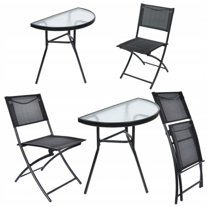 Комплект садових меблів Atos, метал, чорний, 3 предмети