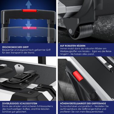 Набір інструментів MASKO 1400 предметів в алюмінієвому кейсі на колесах для дому, авто та хобі - професійний візок для інструментів