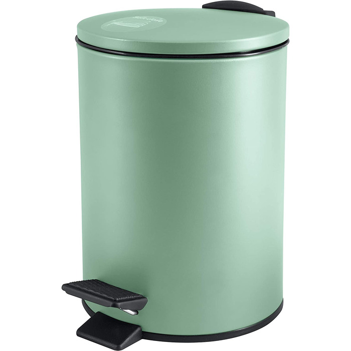 Косметичне відро Spirella об'ємом 5 літрів з нержавіючої сталі з автоматичним опусканням і внутрішнім відром Adelar, відро для ванної кімнати, відро для сміття з м'якою кришкою, сірий (зелений, матовий)