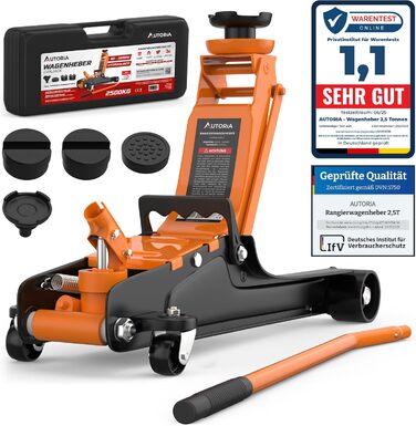 Гідравлічний домкрат Wagenheber 2.5T низький профілю для легкових авто та кліренсу, до 2500 кг (Помаранчевий)