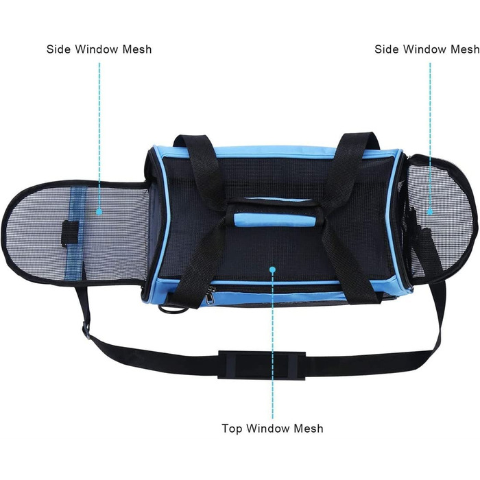 Сумка для домашніх тварин сумка для перенесення домашніх тварин сумка для перенесення собак кішок кроликів Дорожня сумка для домашніх тварин Водонепроникна транспортна коробка з сітчастим вікном Дорожня сумка для собак переноска сумка для кішок Синій L 50