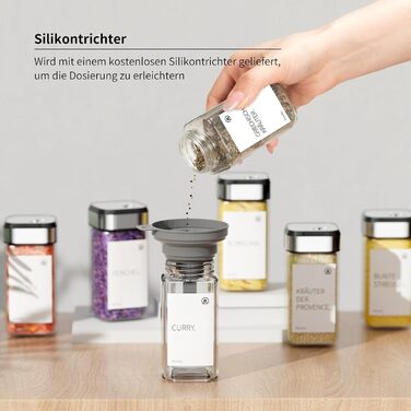 Набір скляних банок для спецій Miorkly 24 шт. з дозатором, 120 мл - органайзер для спецій