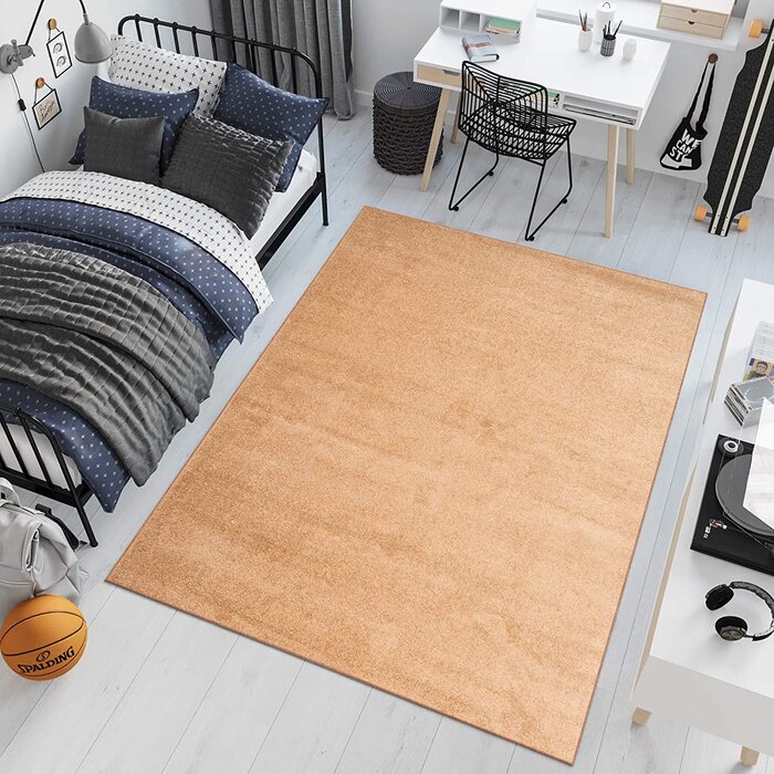 Флоридський килим TAPISO з коротким ворсом для спальні, вітальні, дитячої, підліткової спальні, світлий однотонний сучасний дизайн, Екотекс (200 х 290 см, світло-коричневий)