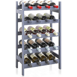 Стильна полиця для вина на 20 пляшок SMIBUY з бамбука - 5 ярусна, сіра