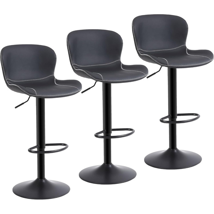 Барні стільці Youhauchair (4 шт.) - регульована висота, PU-шкіра, чорний