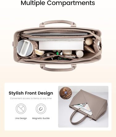 LOVEVOOK Сумка для ноутбука 15.6 дюймів, жіноча, велика, з натуральної шкіри, на плечі, для роботи, навчання, офісу, універсальна, сумка-шоппер, тоут, для жінок