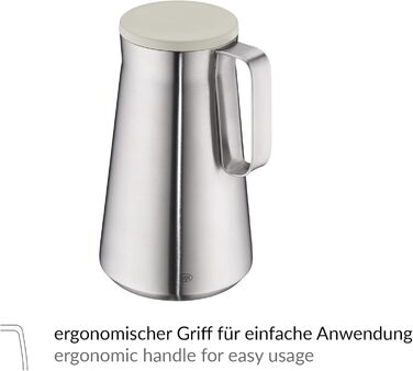 Термос Alfi DRIVE! 1.0л, кокосовий білий мат, з подвійних сталевих стінок, зберігає тепло 12 год, холод 24 год, з поворотним кришкою, великий отвір, BPA-free