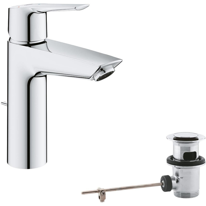 Змішувач для ванної кімнати Grohe Start, економічний, холодна вода в середньому положенні, з Pop-Up переливом, 17 см, хром, 23551002