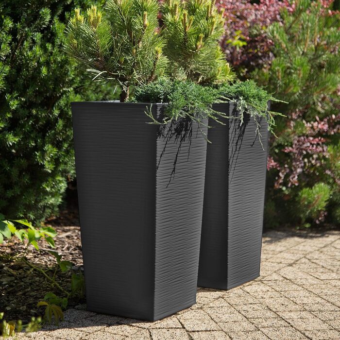 Набір горщиків для квітів KADAX (3 шт.) – 36/46,5/57,5 см, пластик, для дому та саду, сірий