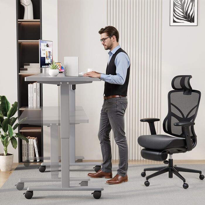 Столешниця JUMMICO для столу з регулюванням висоти, з потужними моторами, 3-ох пам'ять, для сидіння та стояння (білий), 100 x 160 см