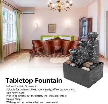 Настільний фонтан Natudeco, настільний USB-фонтан для альпінарію, міні-кам'яний водоспад, водоспад для внутрішнього використання, з Sp