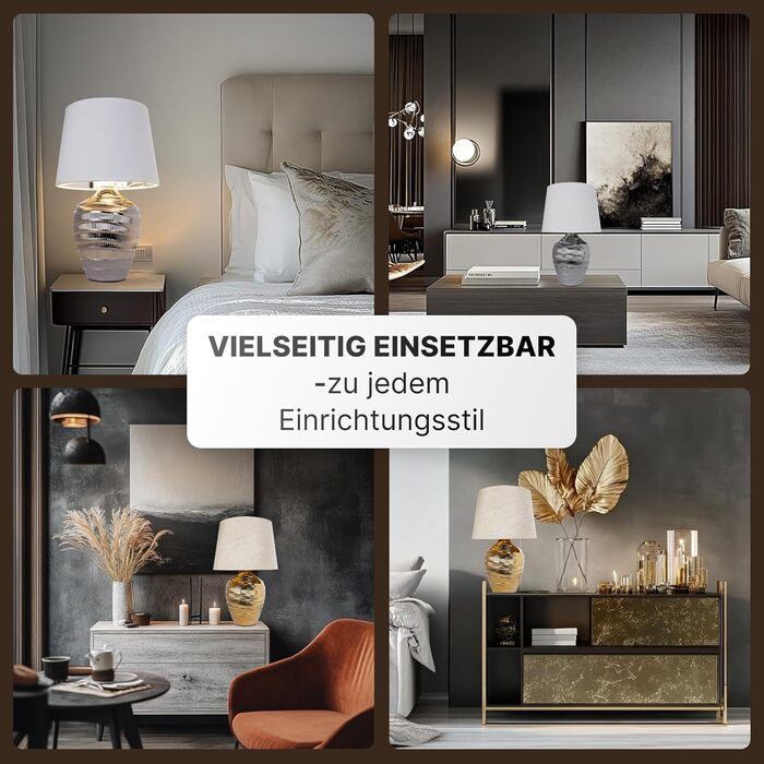 ARTE LAMP LED настільна лампа – класична декоративна лампа для робочого столу з хромованим корпусом та білим тканинним абажуром для вітальні та спальні – з кабелем, хром, білий