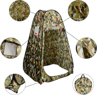 Намет для душу Costway, шатрів для передягання, туалетів, кемпінгу, відпочинку на природі, 120x120x190 см, зелений (Flecktarn)