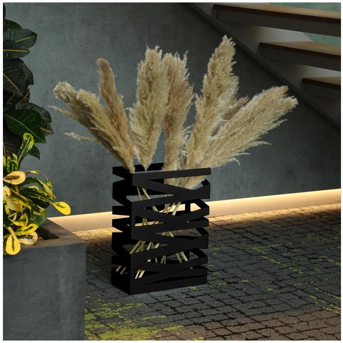 Підставка для парасоль підставка 'Maxi' з металу з піддоном для збору води та гачками - Економна 34x14x46 см - Елегантний чорний колір - Ідеальна для декорування прихожого та входу