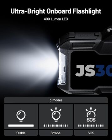 TOPDON JS3000 Powerbank-пускозарядний пристрій для авто, 24000mAh, 3000A, сумісний з бензиновими (9L) та дизельними (7L) двигунами, вбудований LED, EVA-сумка