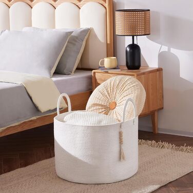 Плетіний кошик для білизни Youdenova 65L - великий кошик для зберігання, плетений кошик для ковдр, іграшок, дитячої кімнати, вітальні
