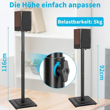 Підставка для колонок OUUTMEE, пара, до 10 кг, з кабелеуправлінням, регулювання висоти, сумісна з багатьма моделями