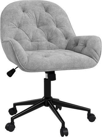Поворотне крісло Vinsetto Регульоване по висоті ергономічне робоче крісло з оксамитовим виглядом світло-сірого кольору для вітальні та офісу
