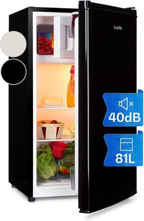 Холодильник Klarstein, міні-холодильник для напоїв, 46/80 л, чорний, з морозильною камерою, тихий, для дому, офісу, кемпінгу, 0-10°C