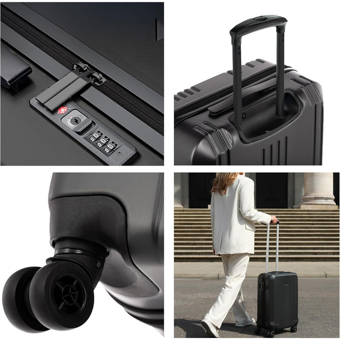 Набір валіз FERGÉ 3 шт. з жорстким корпусом, TSA-замком, Канни. Валізи-ролери (Handgepäck, L, XL). Міцний полікарбонатний набір валіз (5 шт., сірий матовий).